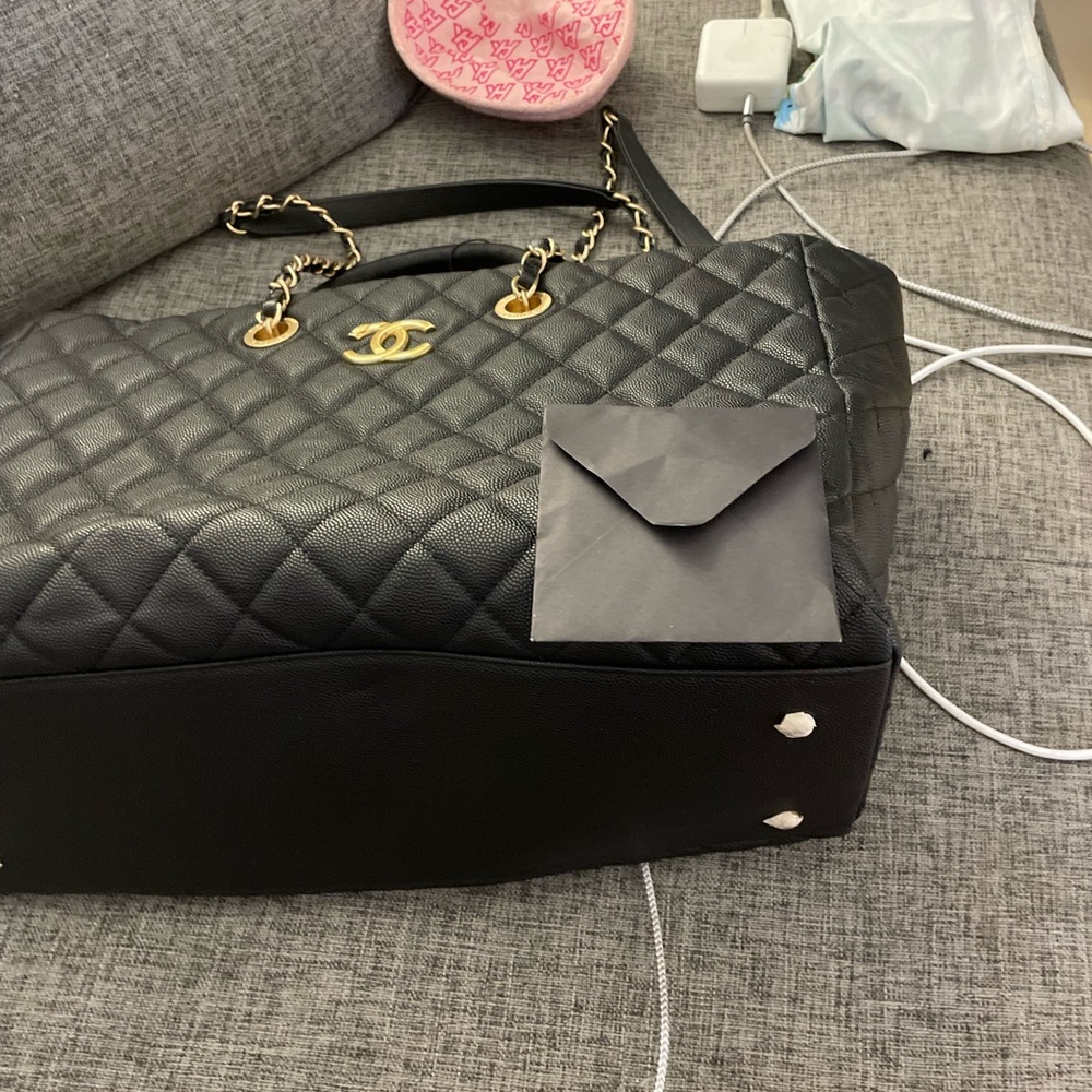 Chanel Black Quilted Tote with Gold Accents - Picture 16 of 16